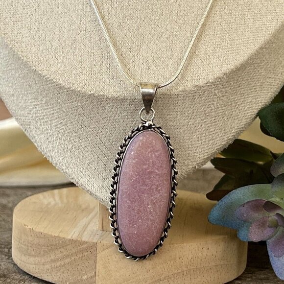 Pink Opal 925 Sterling Silver Necklace Handmade Pendant gemstone - Picture 4 of 12